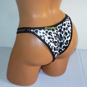 Victorias Secret Brazilian Swim Bikini Bottom Size M L Black White Leopard print